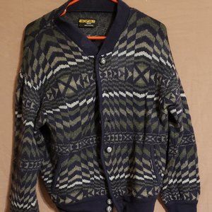 Authentic Geiger Sweater/Jacket, Blue, Tan, White & olive, 50